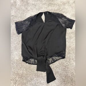 Express Black Lace Sleeve Top - EUC